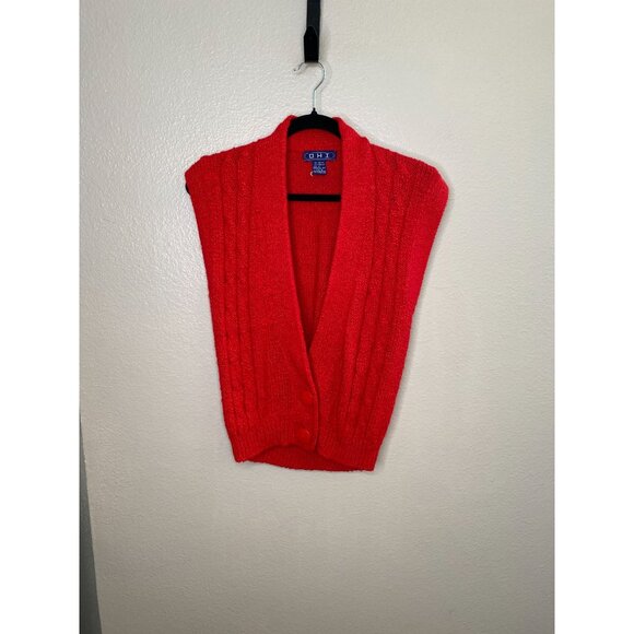 Vintage OHI Womens Red Cable Knit Cardigan Sweater Vest Size S Acrylic 1990s - Picture 1 of 6
